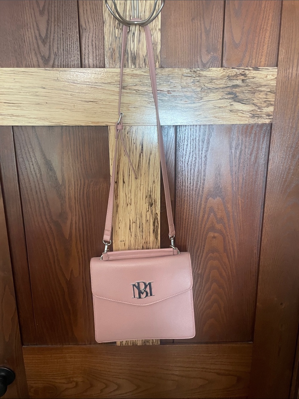 Blush Pink Badgley Mischka Crossbody Shoulder Bag with Silver Accent